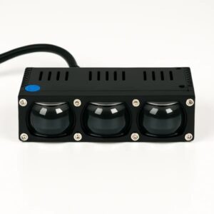 EXPLORADORA LED LASER DE 3 LUPAS DE ALTA POTENCIA, LUZ BICOLOR Y BASE INTEGRADA